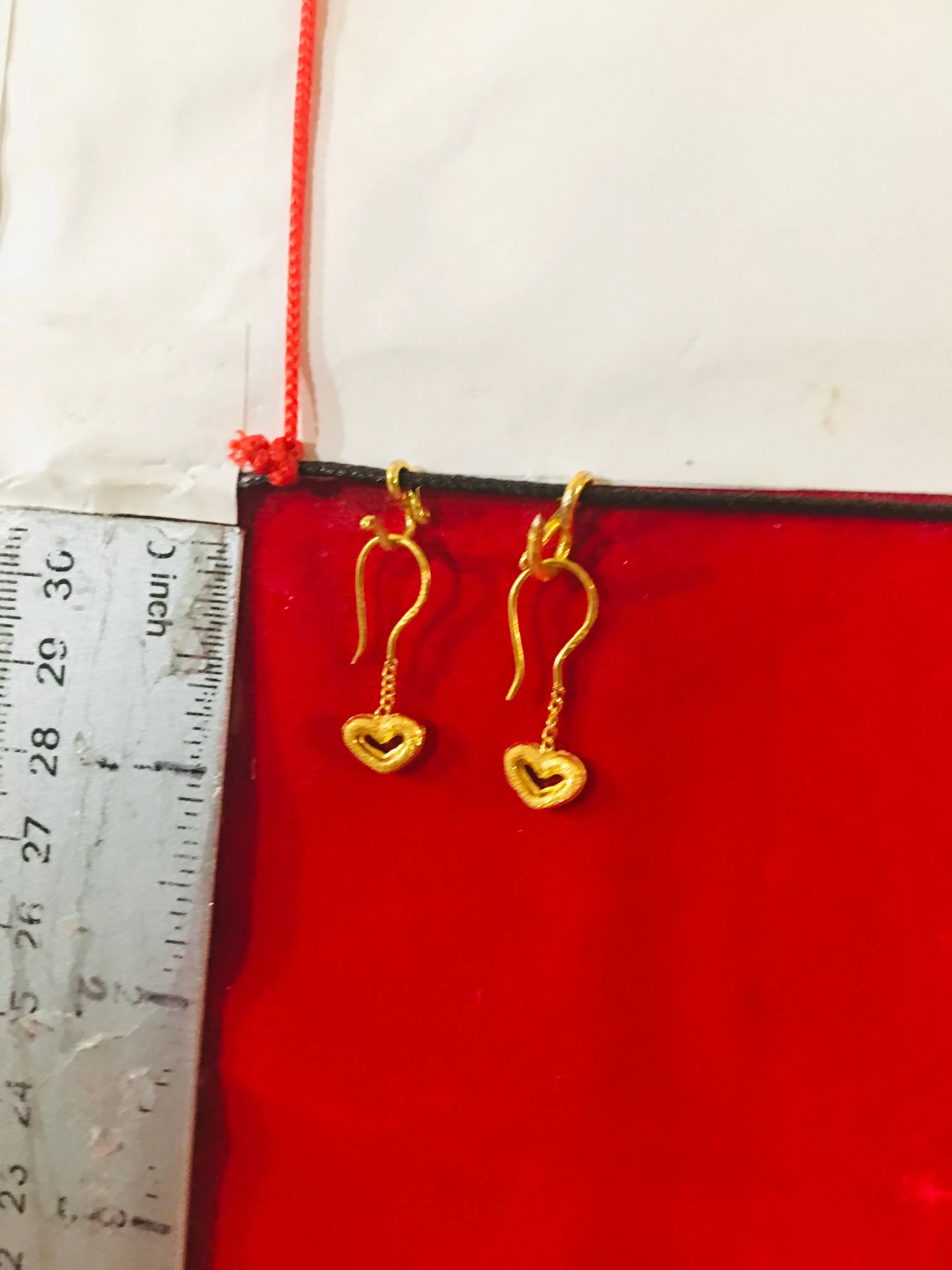 ( SOLD OUT) Item no. SP1012 Bangkok Solid gold hook heart Earrings 2grams