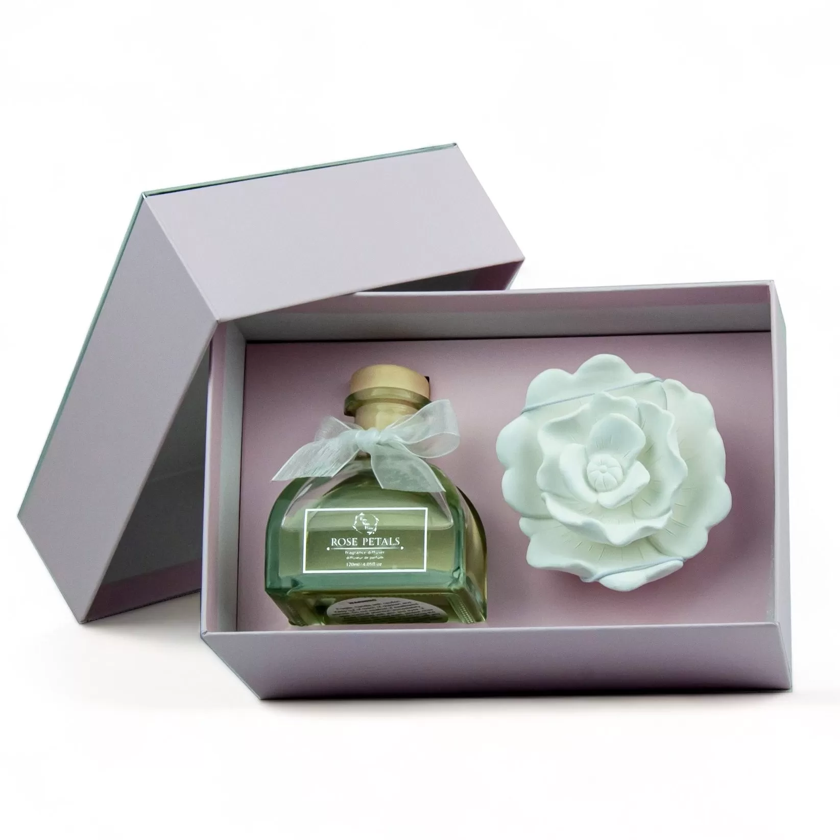 120ml Fragrance Diffuser with Ceramic Gypsum Flower - Rose Petal