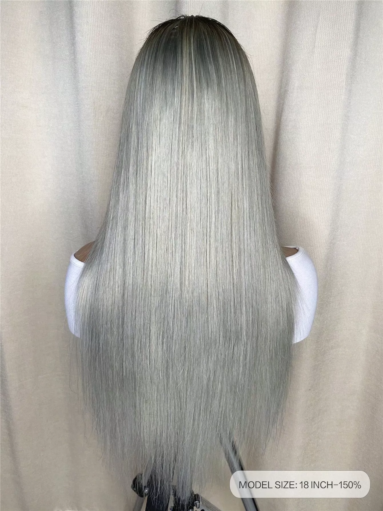 13 X 4 Gray Ombre Lace Front Medium Straight Human Hair Wig