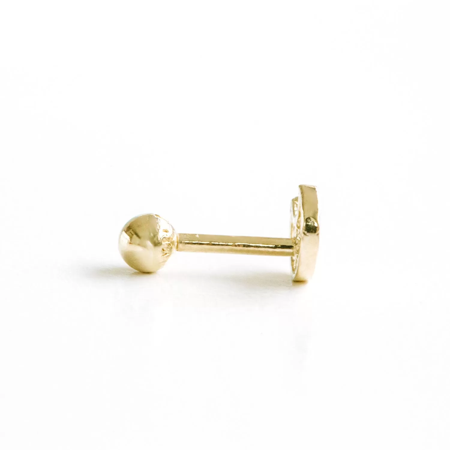 14k Gold Cubic Small Moon Pendant Barbell Ear Stud Piercing