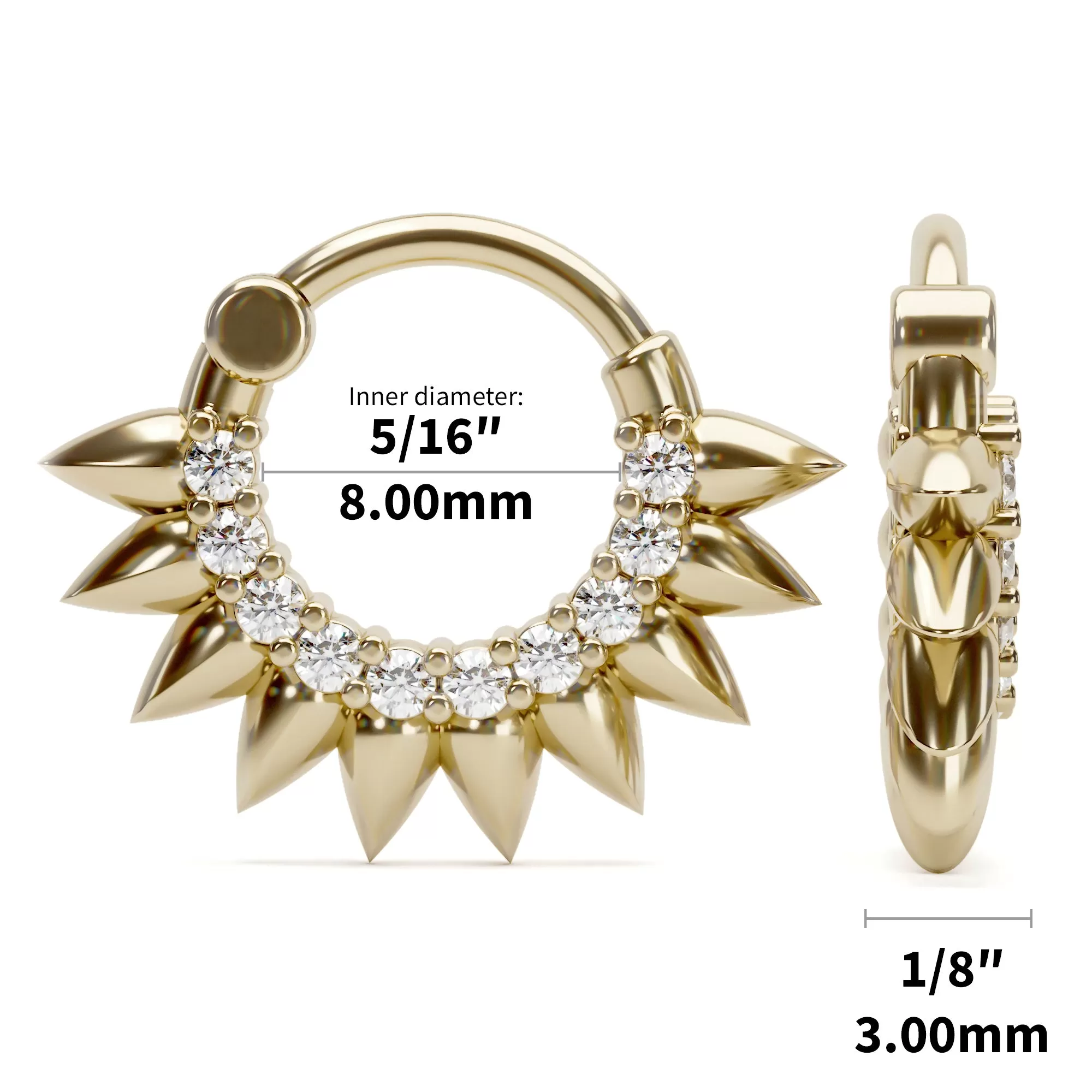 14K Gold Diamond Flower Petal Helix Hoop