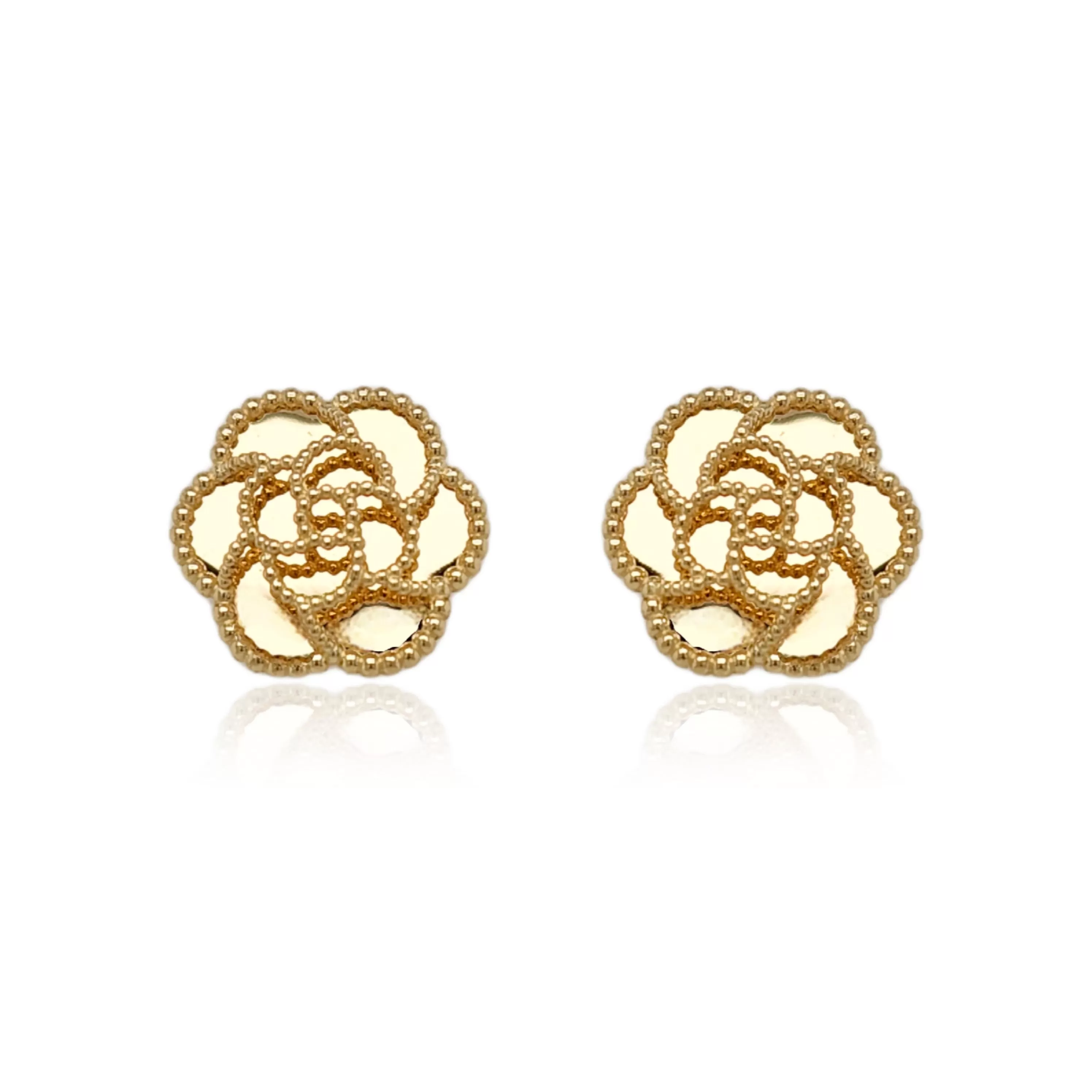 14K Gold Flower Stud Earrings