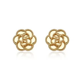 14K Gold Flower Stud Earrings