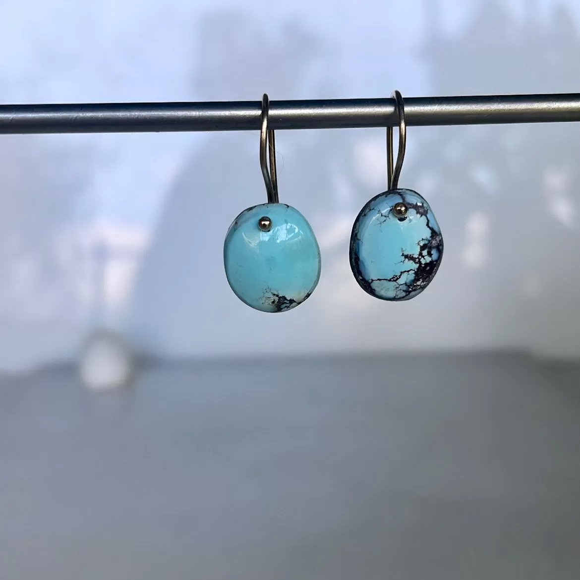 14k Petite golden hills turquoise earrings