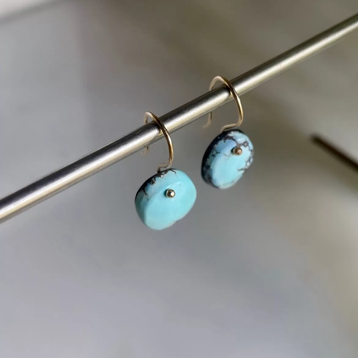 14k Petite golden hills turquoise earrings