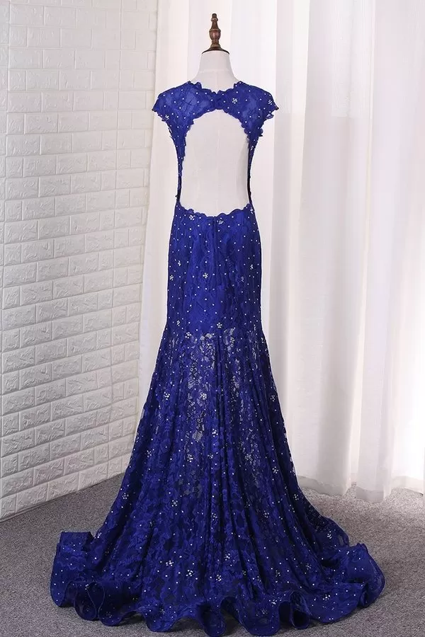 2024 Sexy Open Back Mermaid Prom Dresses Scoop P6PXKZR6