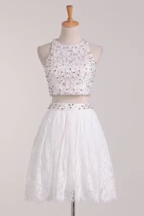 2024 White Homecoming Dresses Scoop Lace PHXC1ZSA