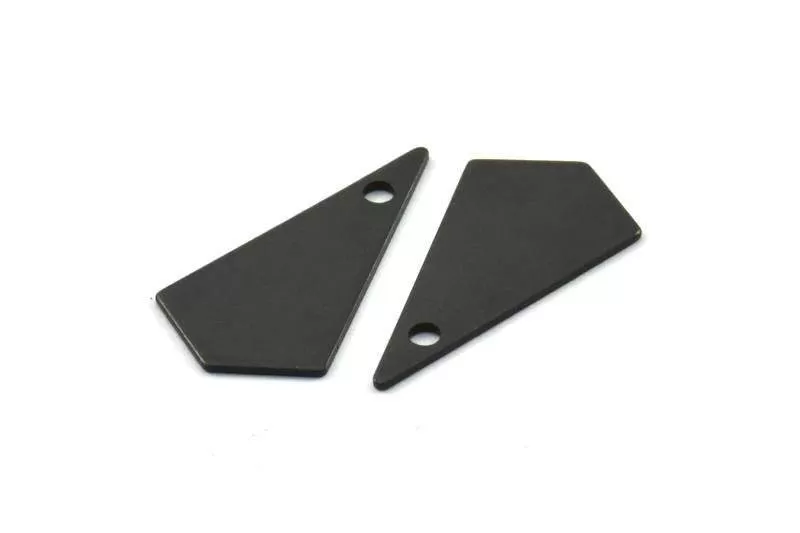 22mm Black Triangle, 5 Oxidized Brass Black Triangle Charms with 1 holes (22x12x0.60mm) U016 S207