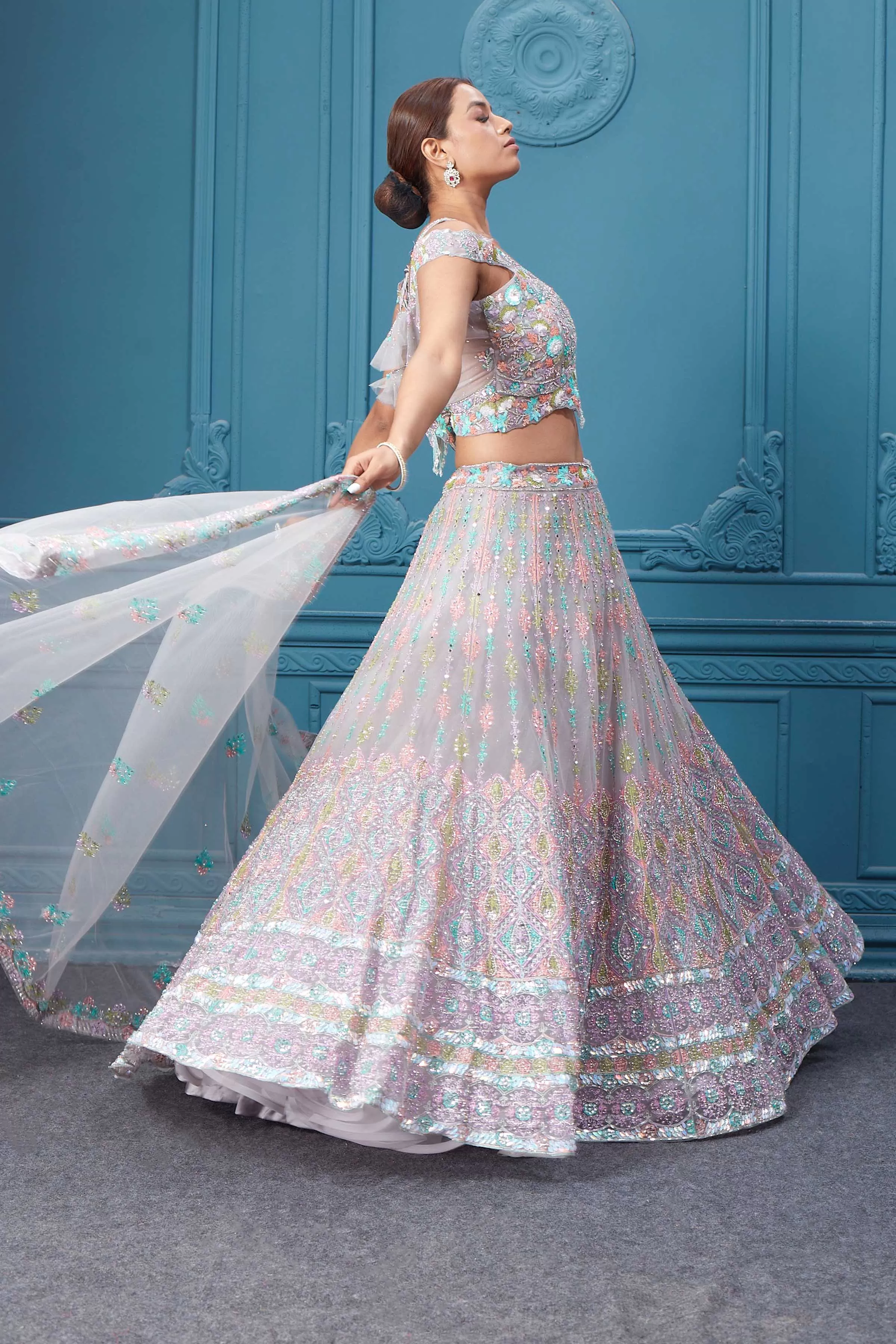 310050 Light Pink Heavy Embroidered Lehenga