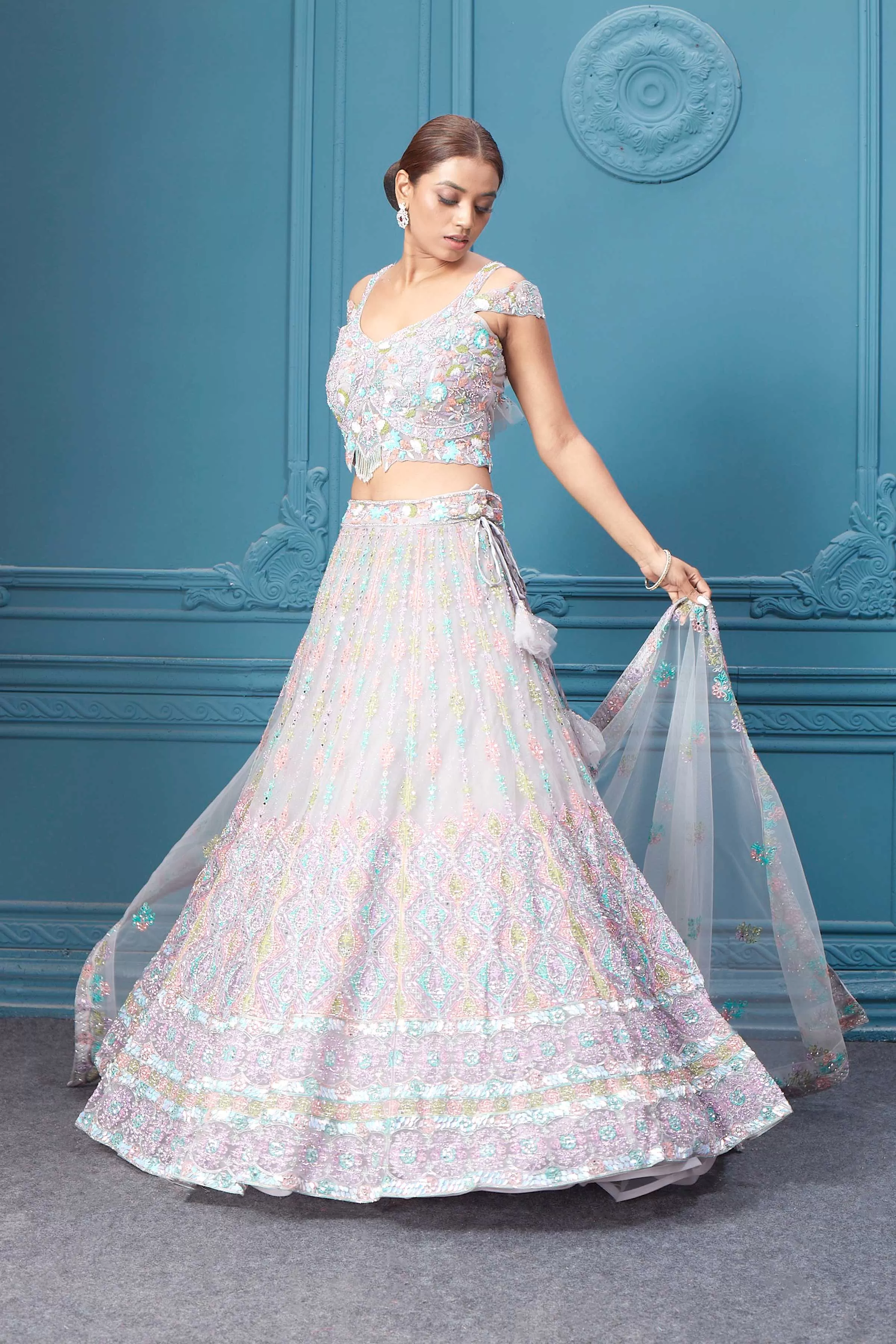 310050 Light Pink Heavy Embroidered Lehenga