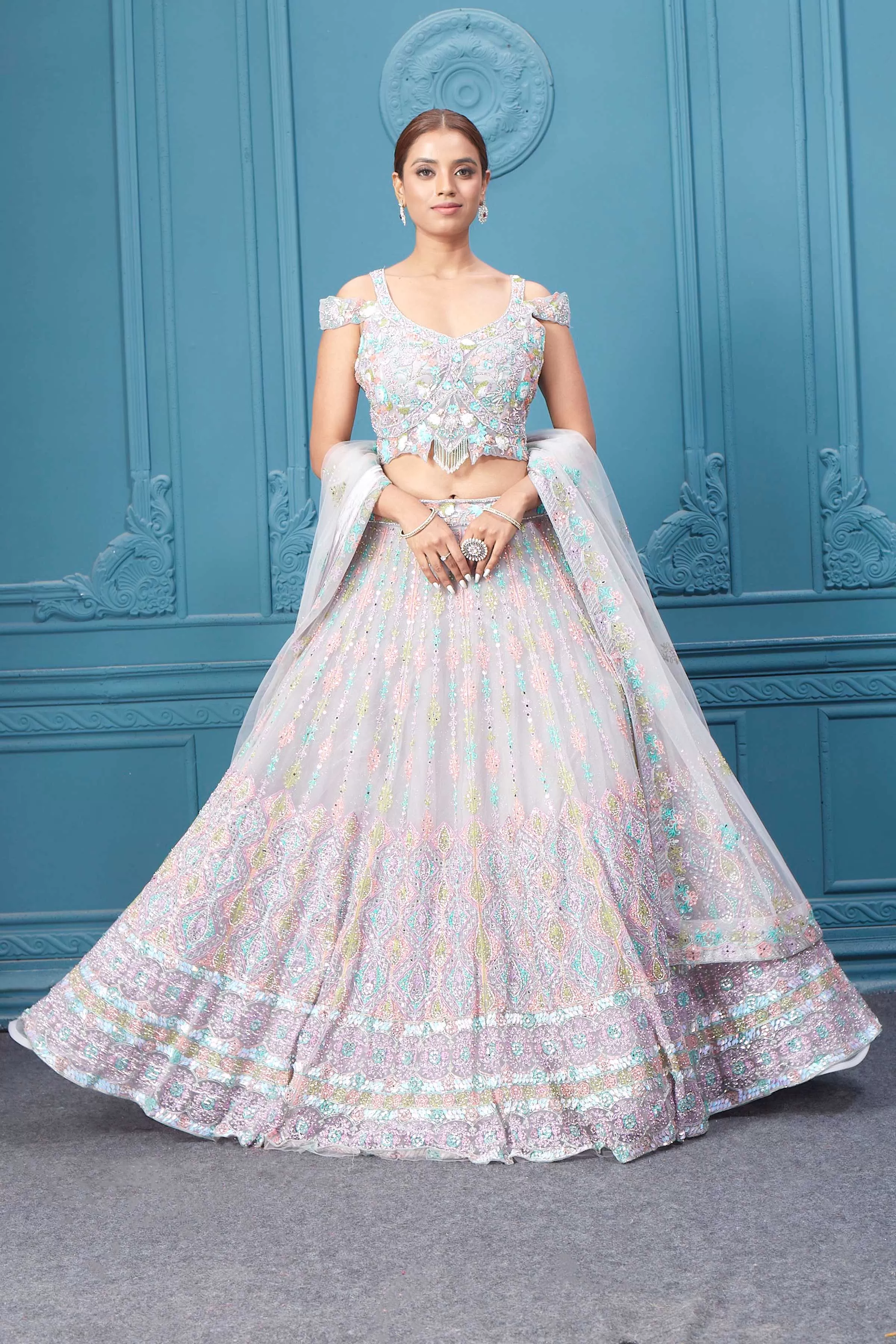 310050 Light Pink Heavy Embroidered Lehenga