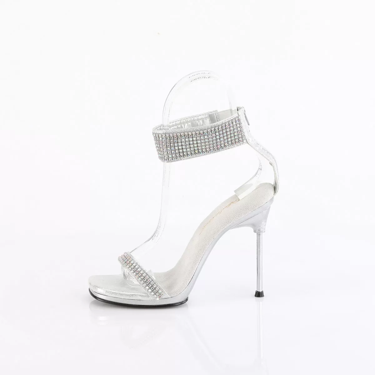 4 Inch Heel CHIC-40 Silver Rhinestone