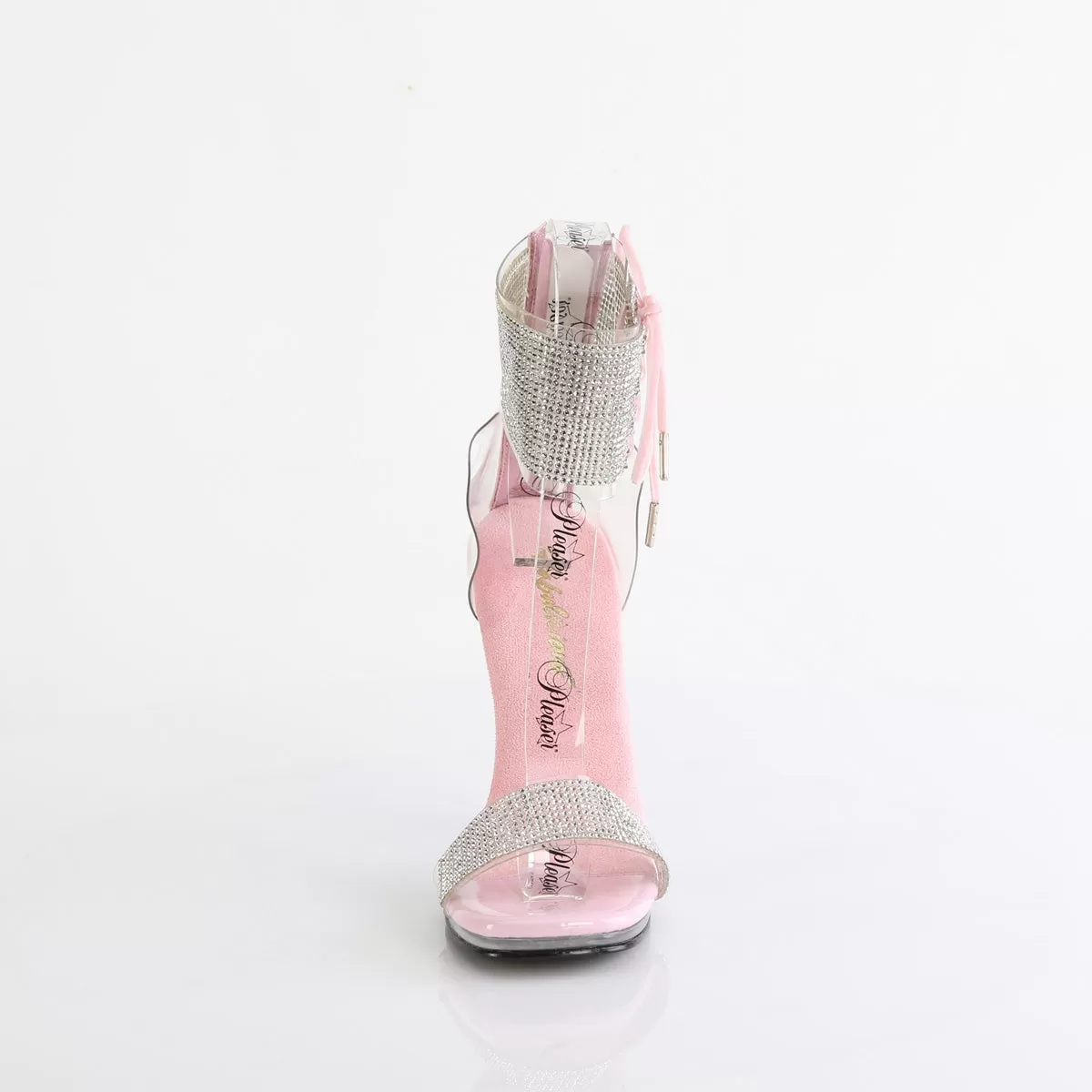 4 Inch Heel CHIC-47 Clear Baby Pink Rhinestone