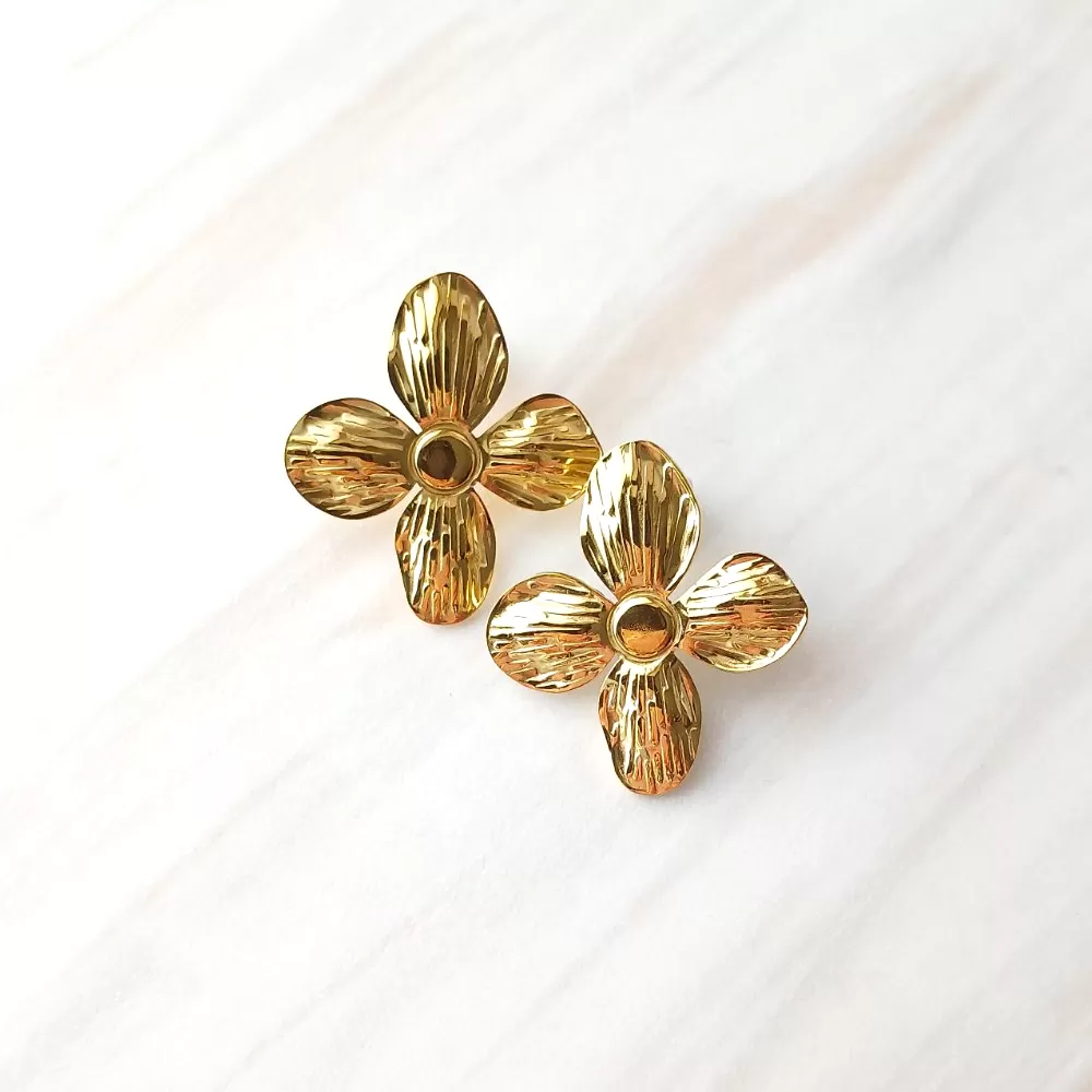 4 Petal Flower Stud Earrings