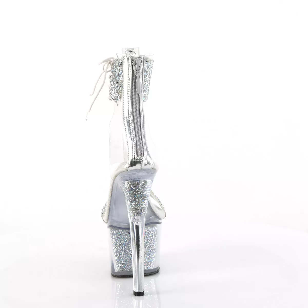 7 Inch Heel SKY-327RSI Silver Rhinestone