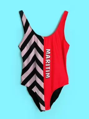 80's Retro Swimsuit Nautical ~ size S-M