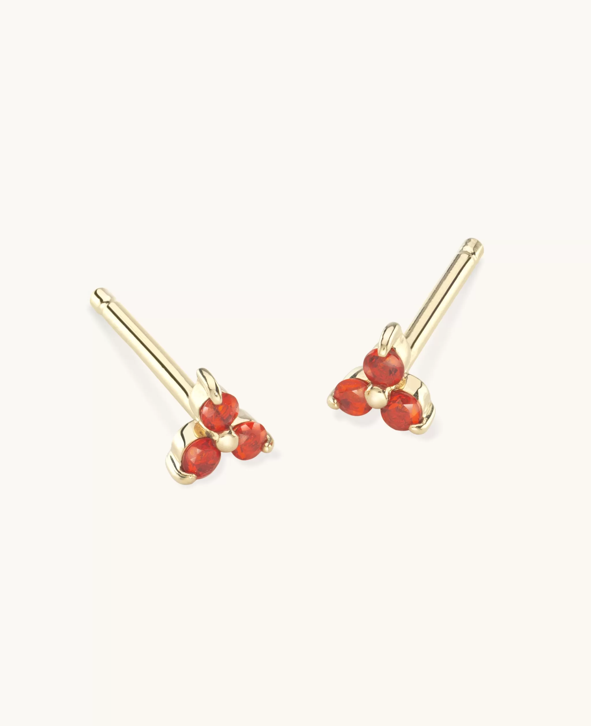 9K Solid Gold Fire Opal Mini Fleur Studs