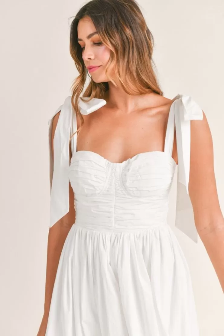 Abigail White Poplin Midi Dress