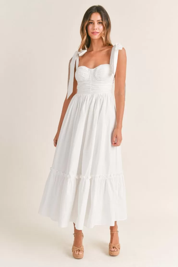 Abigail White Poplin Midi Dress