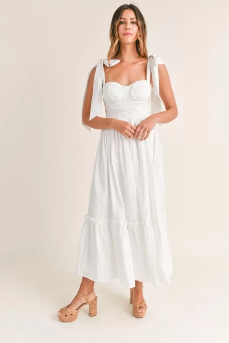 Abigail White Poplin Midi Dress