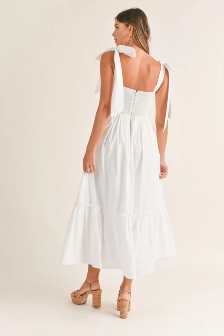 Abigail White Poplin Midi Dress