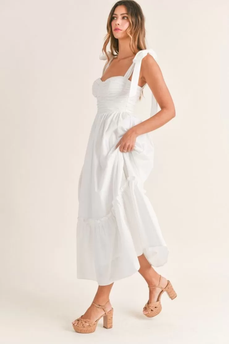 Abigail White Poplin Midi Dress