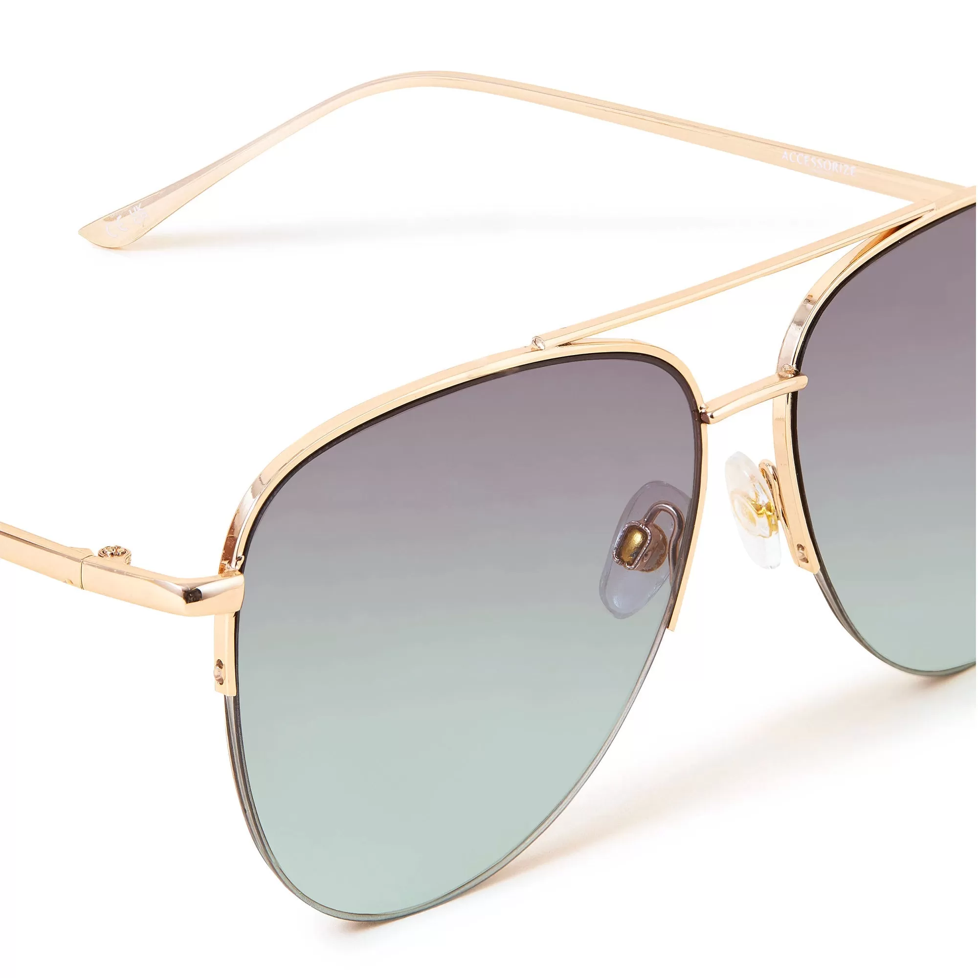 Accessorize London Women's Green Half Frame Aviator Sunglasses