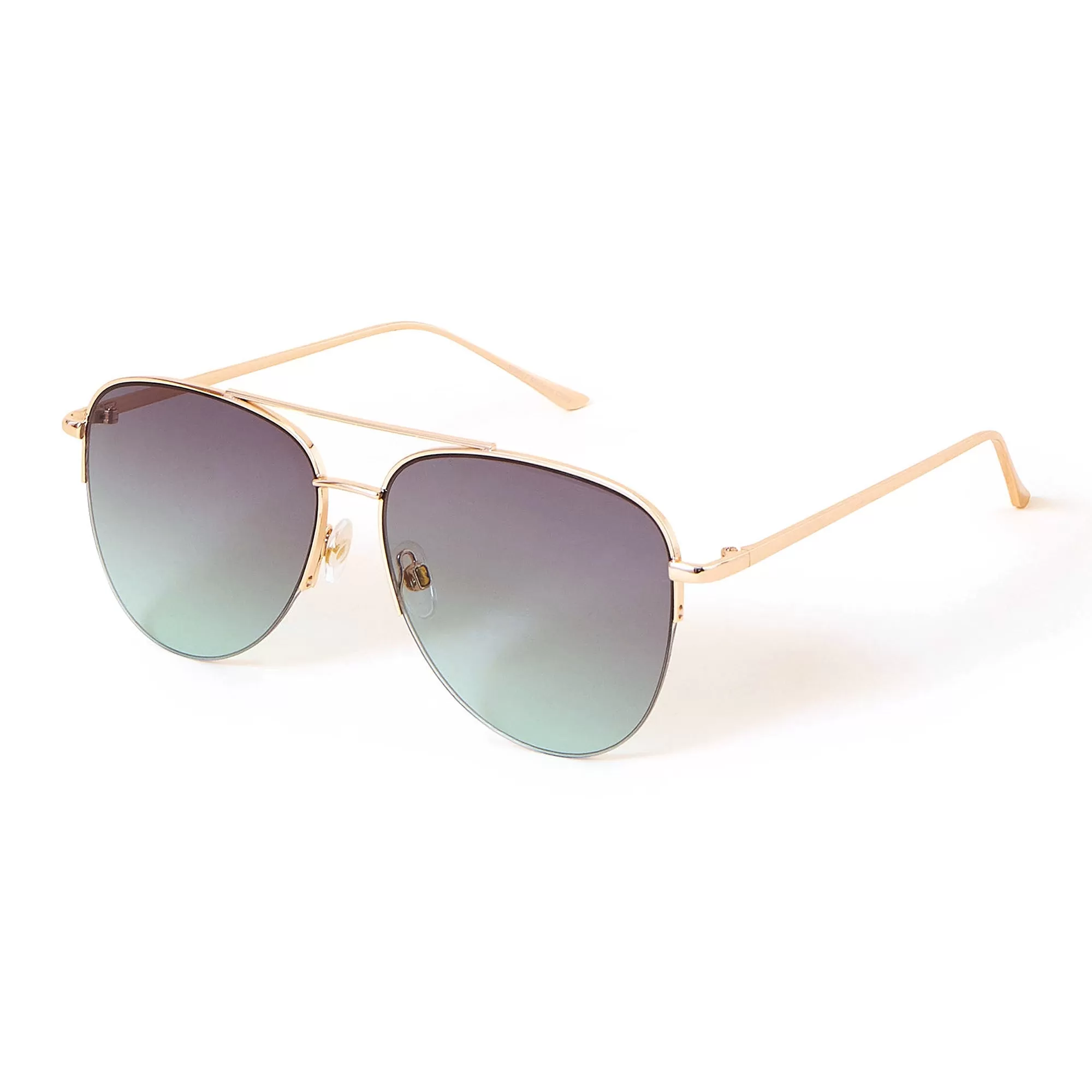 Accessorize London Women's Green Half Frame Aviator Sunglasses