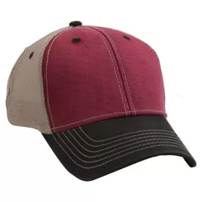 AHEAD Maroon/Black 3 Tone Tea Stained Mesh Back Cap