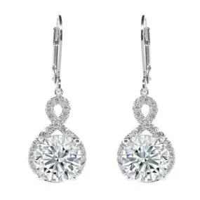 Alessandra 18k White Gold Plated Infinity Drop Dangle Earrings with CZ Crystals