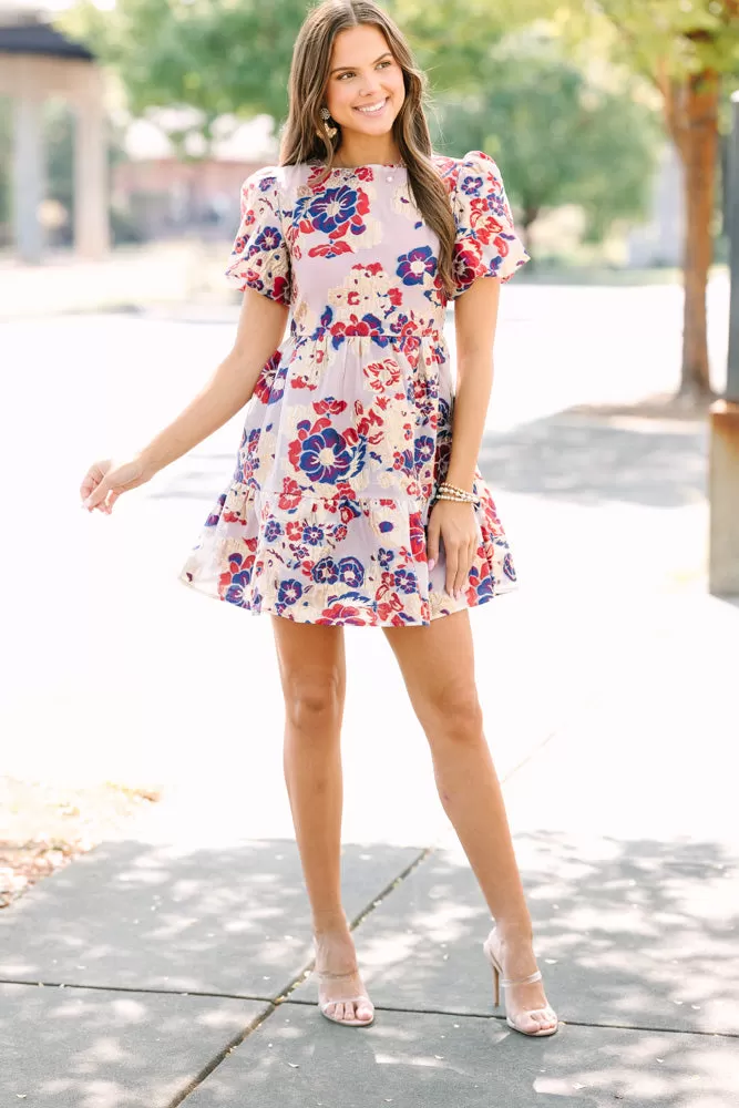 All The Good Royal Blue Floral Babydoll Dress