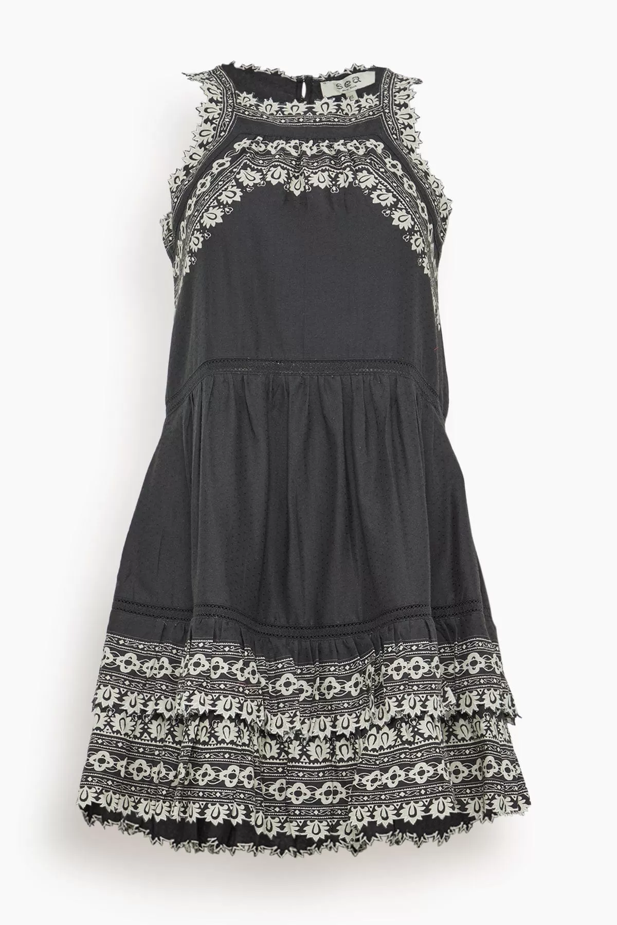 Amina Embroidered Tank Dress in Black