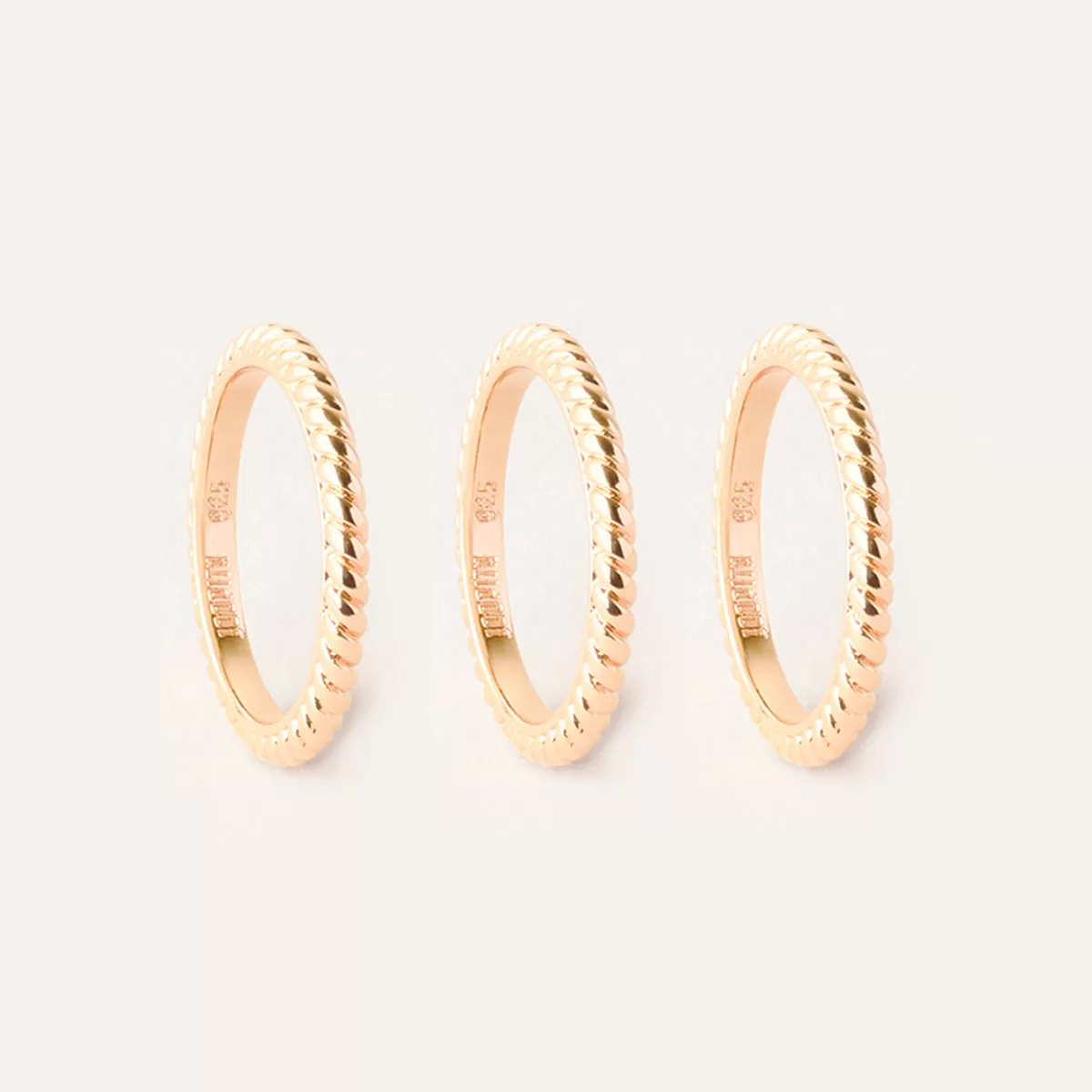 Ana Rope Rings Set in 14kt Gold Over Sterling Silver