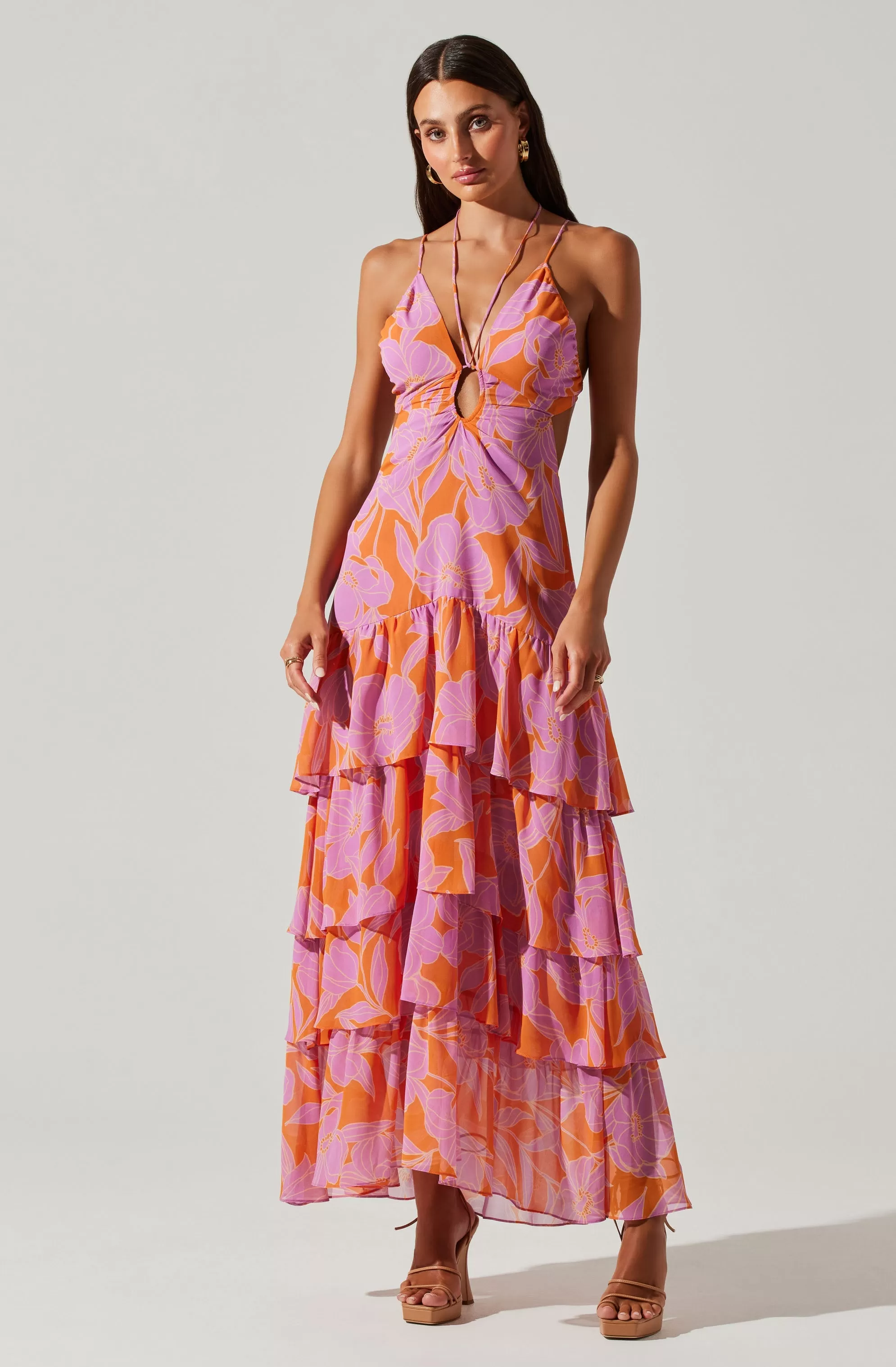 Aneira Floral Tiered Maxi Dress