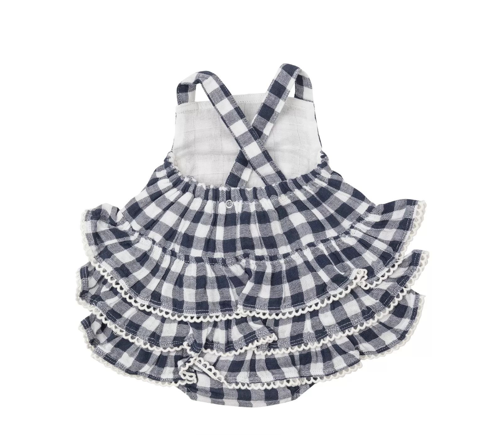 Angel Dear - Navy Gingham Ruffle Sunsuit