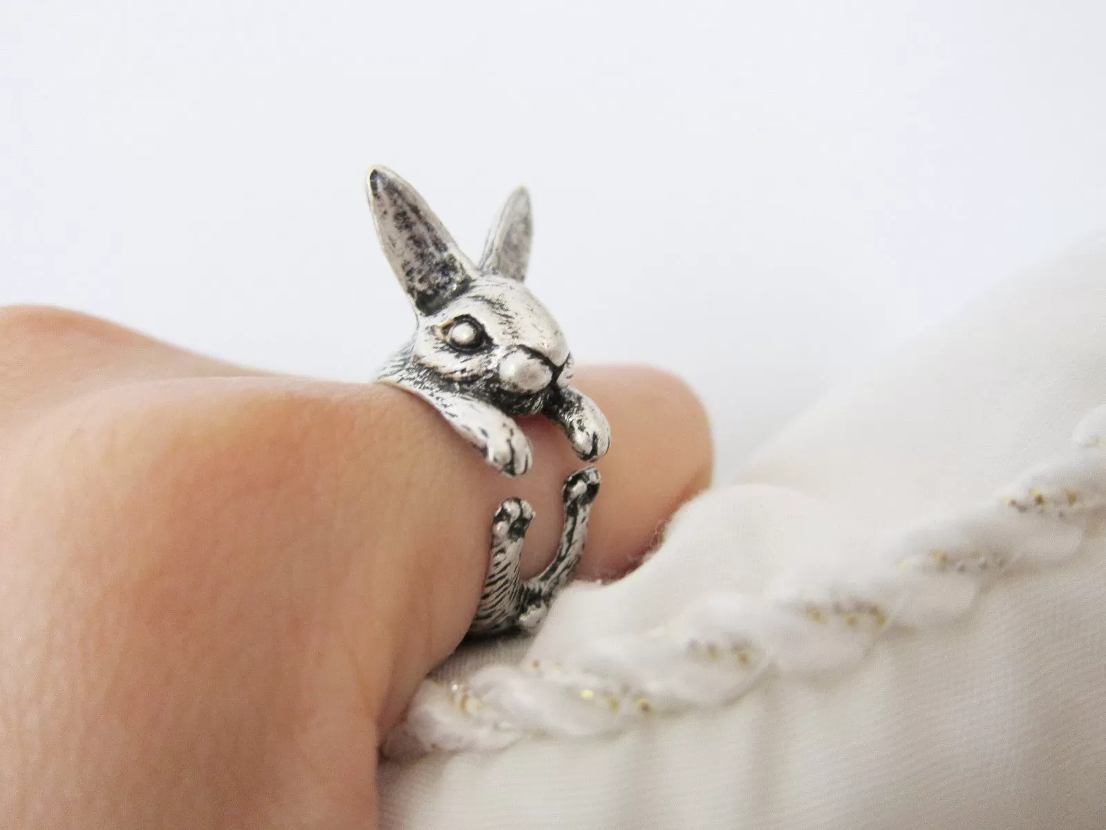 Animal Rabbit Ring; Bunny Ring; Rabbit Wrap Ring; Animal Wrap Ring; Rabbit Jewelry