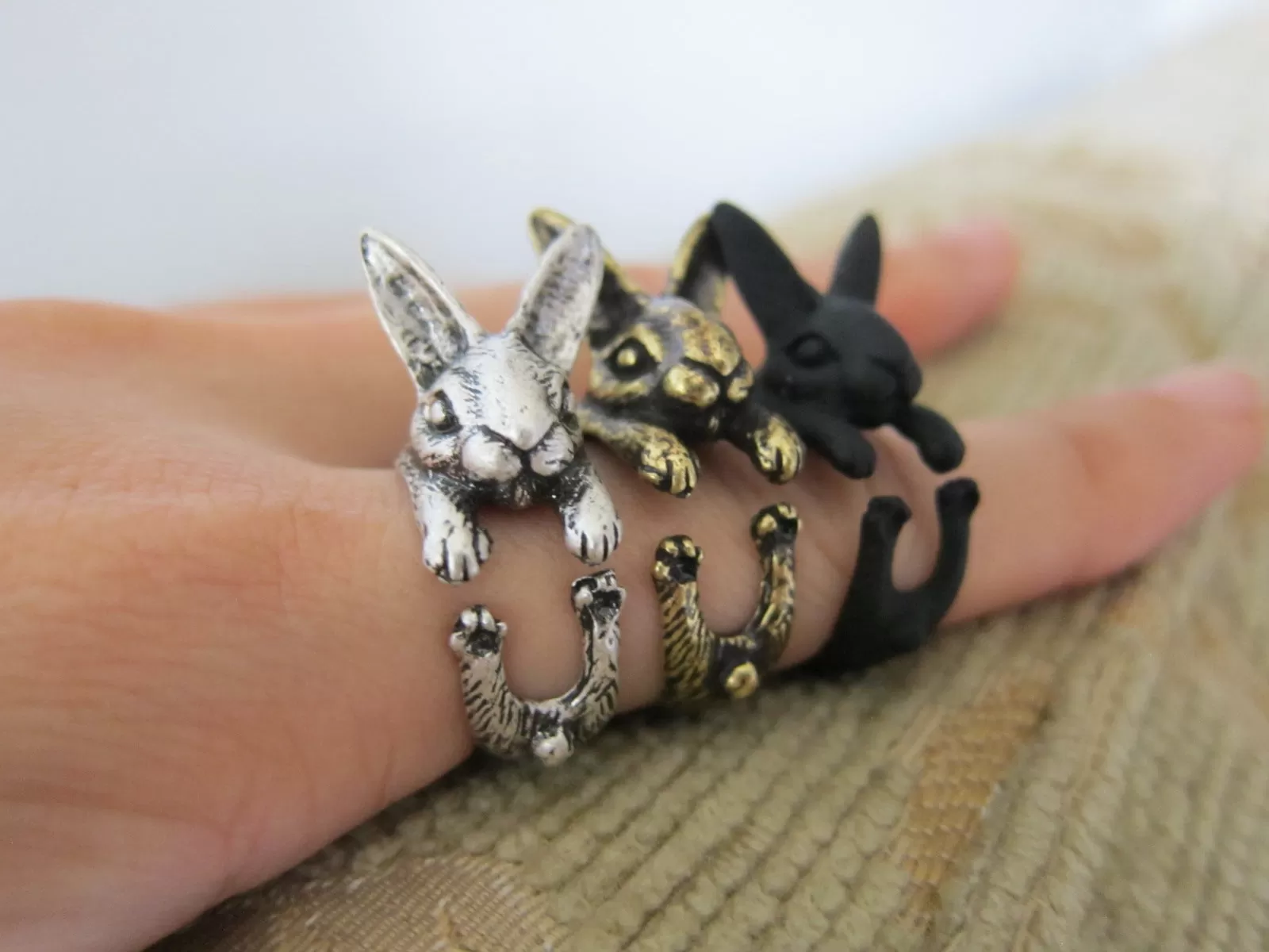 Animal Rabbit Ring; Bunny Ring; Rabbit Wrap Ring; Animal Wrap Ring; Rabbit Jewelry