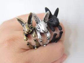 Animal Rabbit Ring; Bunny Ring; Rabbit Wrap Ring; Animal Wrap Ring; Rabbit Jewelry