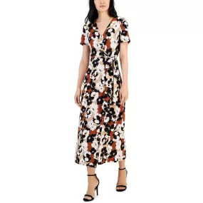 Anne Klein Womens Daytime Tea-Length Wrap Dress