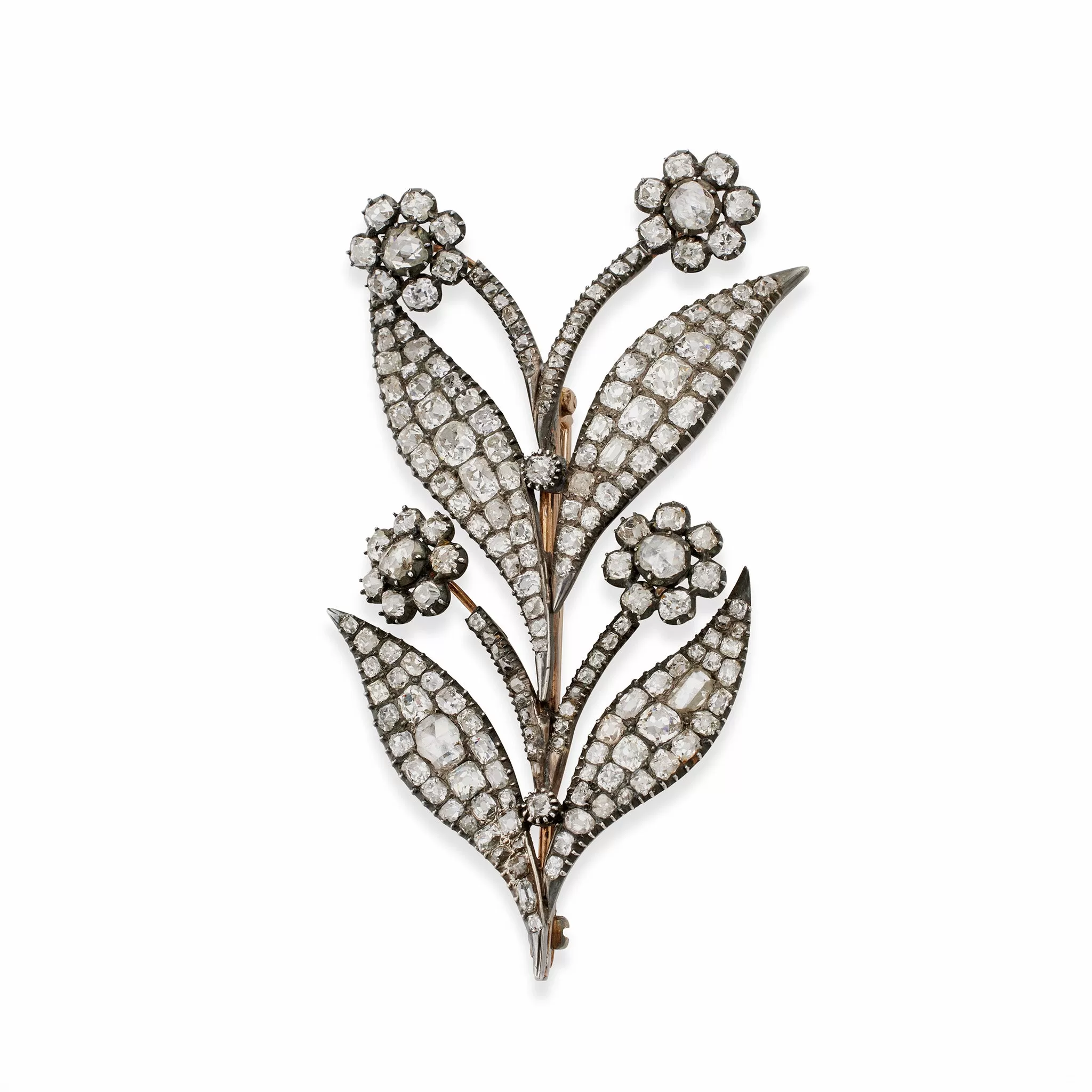 Antique Diamond Flower Brooch