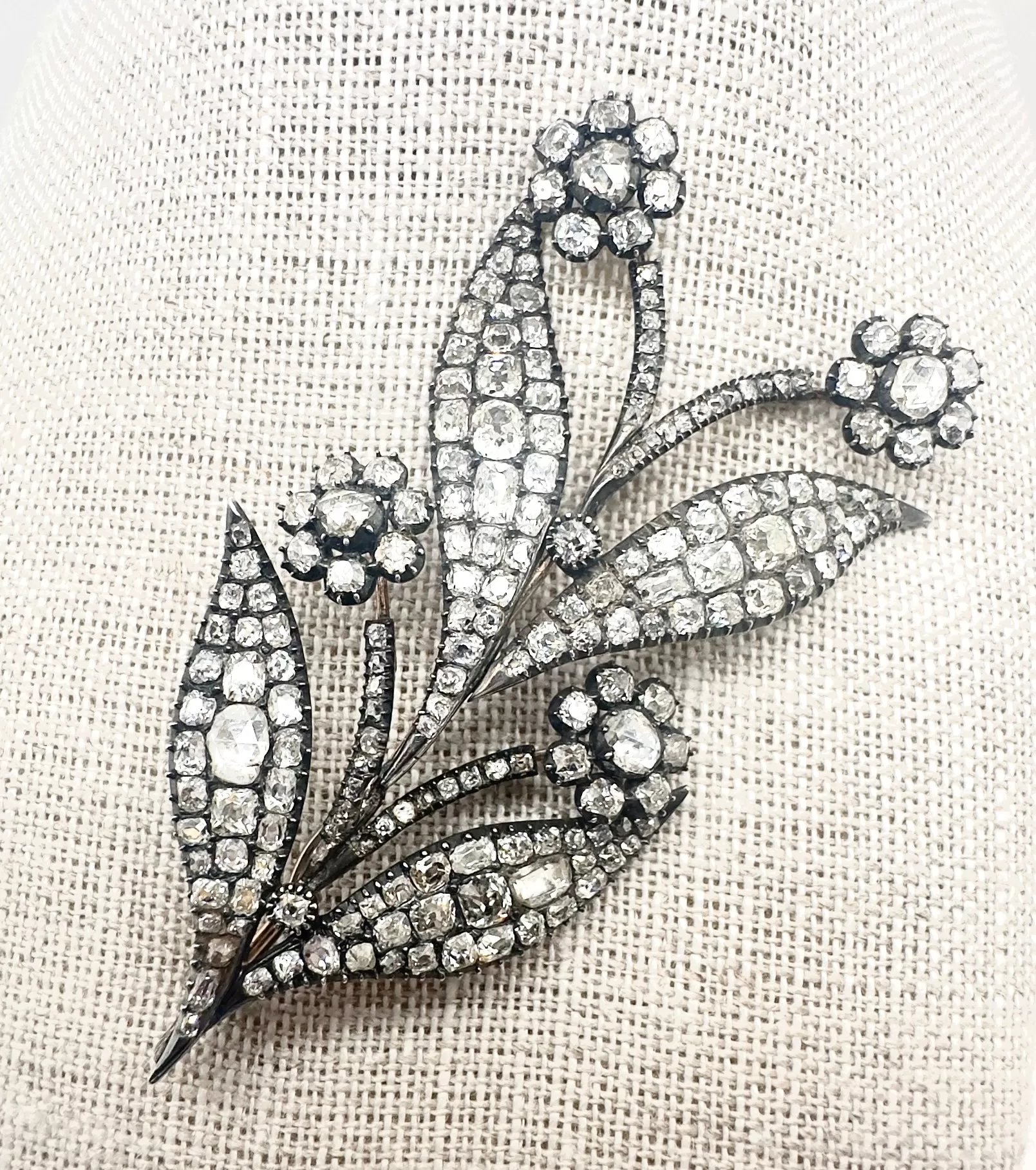 Antique Diamond Flower Brooch