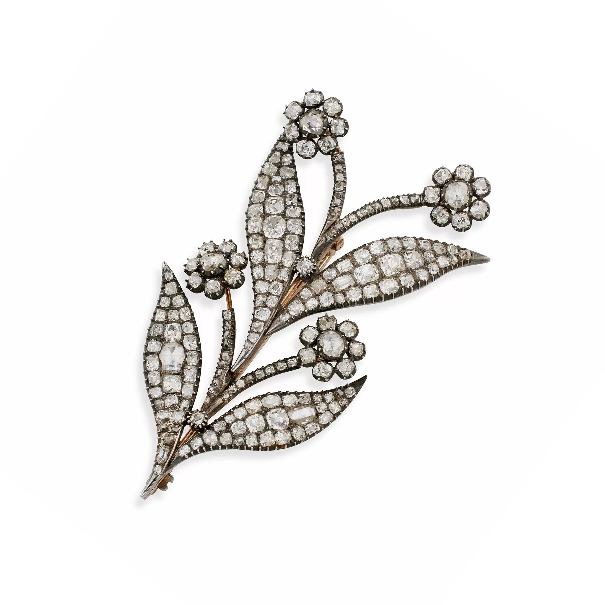 Antique Diamond Flower Brooch