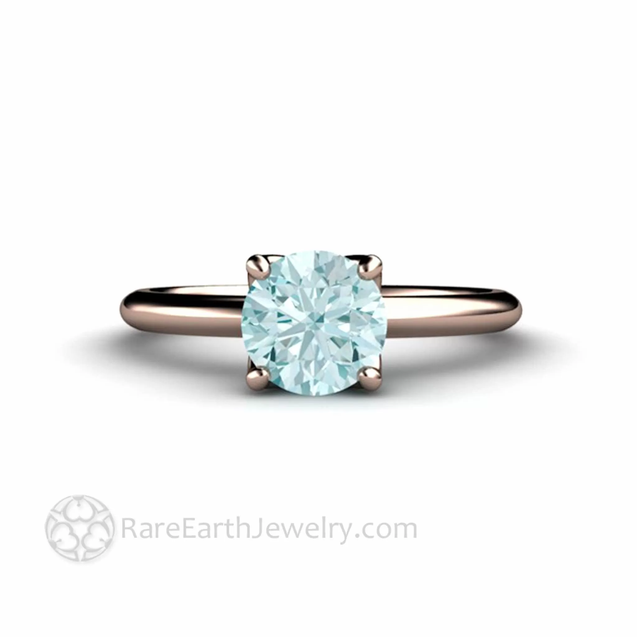 Aquamarine Petal Shaped Solitaire Engagement Ring Floral Design