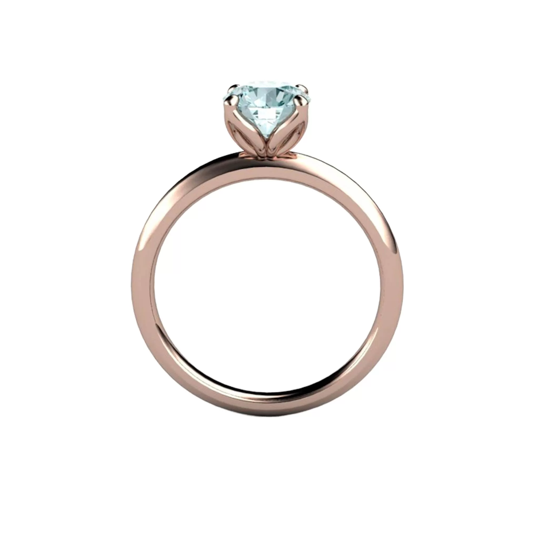 Aquamarine Petal Shaped Solitaire Engagement Ring Floral Design