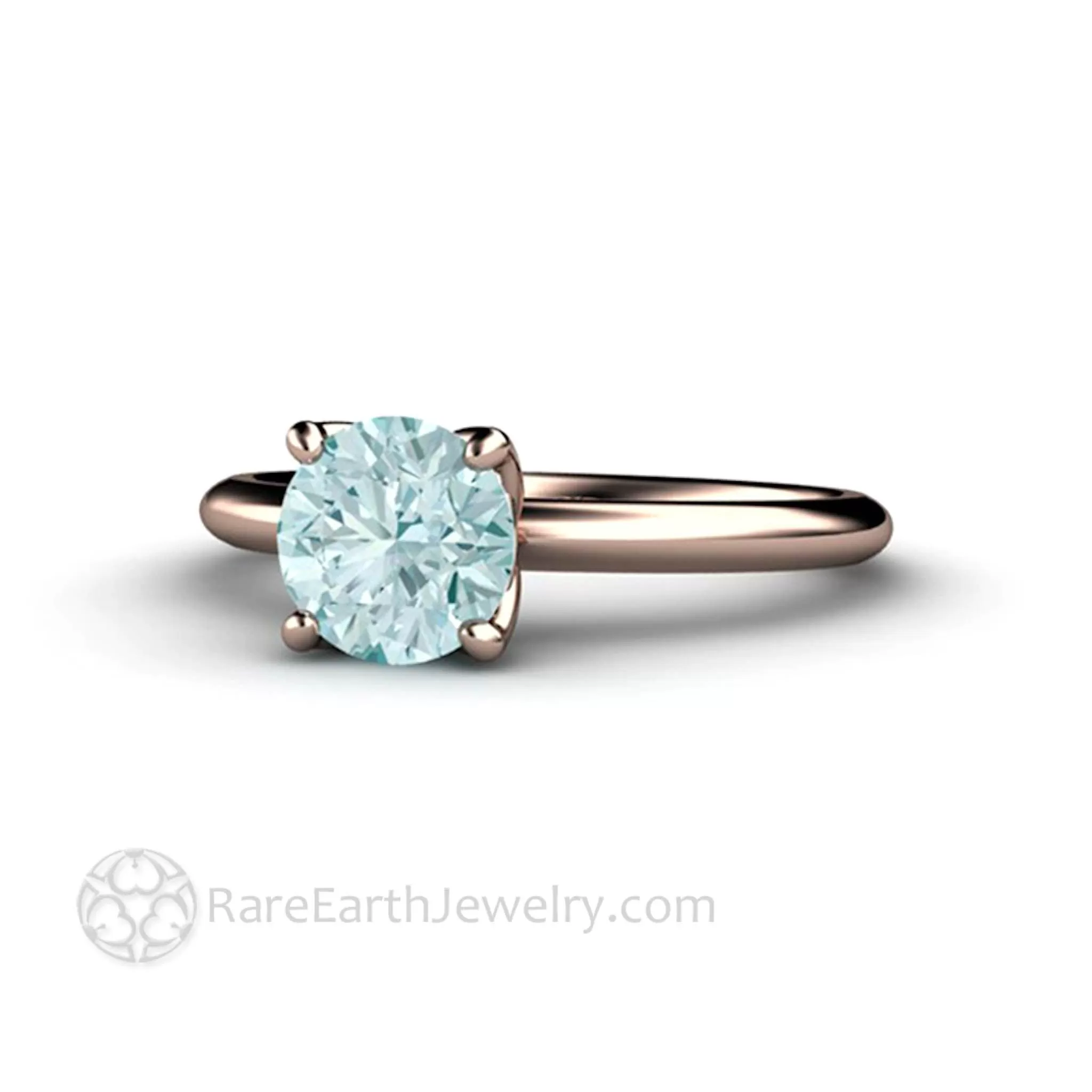 Aquamarine Petal Shaped Solitaire Engagement Ring Floral Design