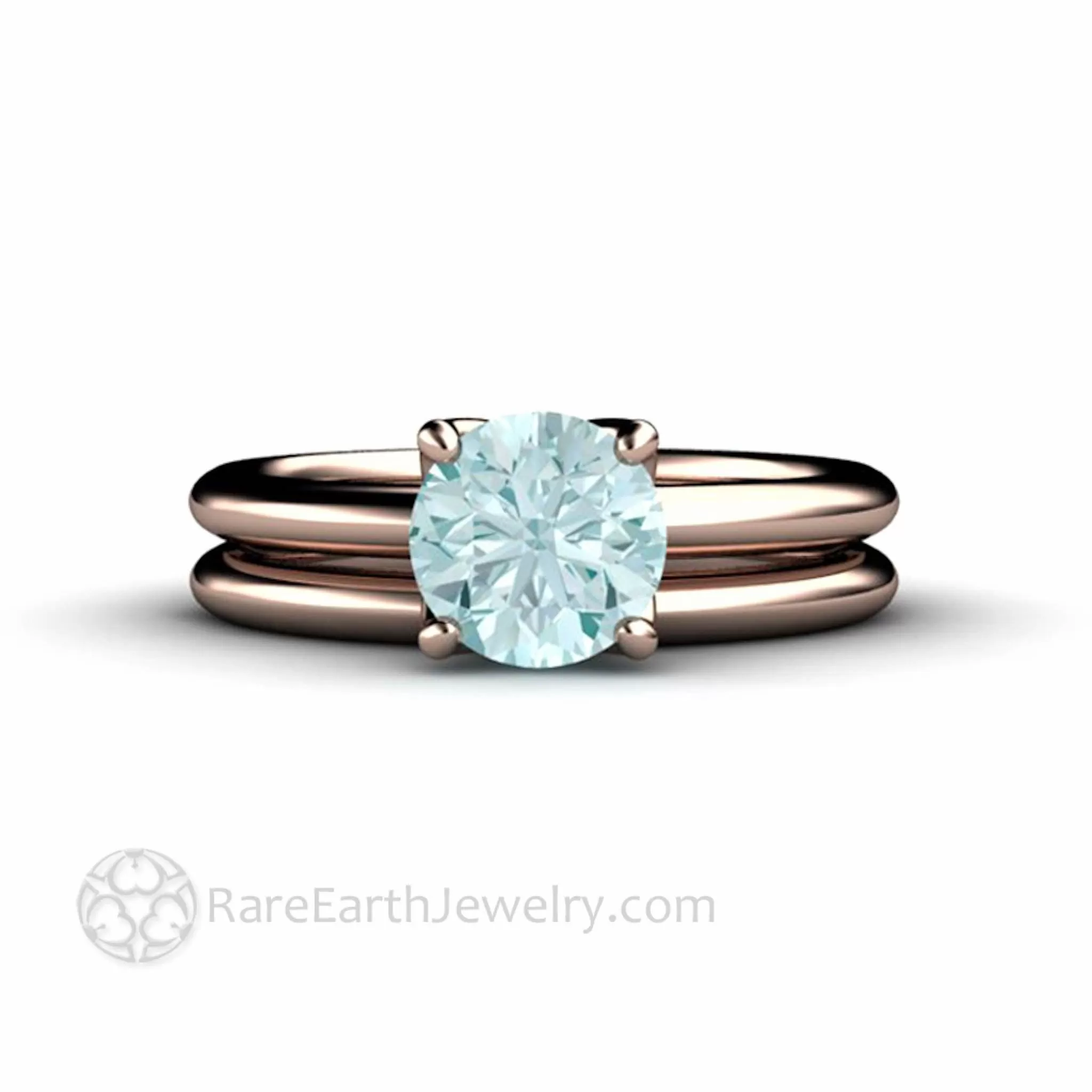 Aquamarine Petal Shaped Solitaire Engagement Ring Floral Design