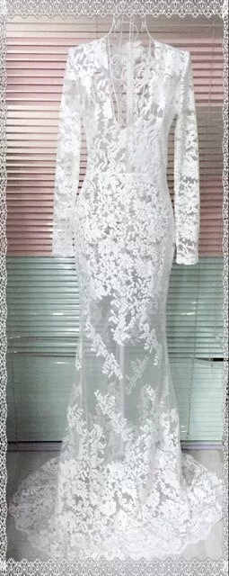 Ashoreshop lacey White Long Party Gown Spot Light On You Mesmerizing Sexy Swirl