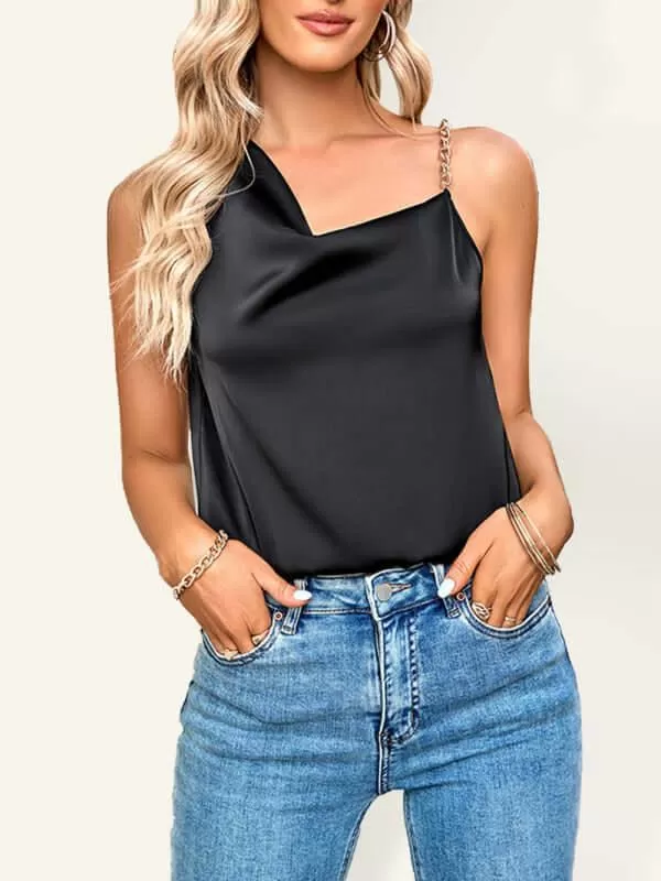 Asymmetric Cowl Neck Sleeveless Top