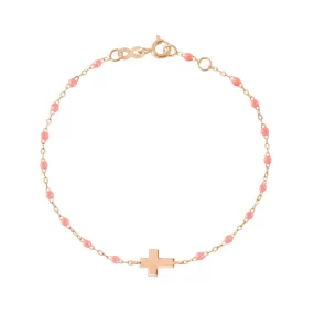 Baby Cross Charm Classic Gigi Fuchsia bracelet, Rose Gold, 5.1"