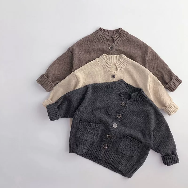 Baby Kid Unisex Solid Color Cardigan